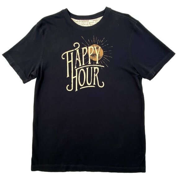 Life is Good Happy Hour T Shirt Mens size Medium Short Sleeved Black - Picture 4 of 10